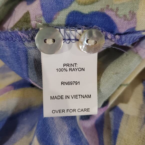 Anthro Figueroa & Flower Floral 3/4 Sleeve Shell Button Popover Blouse Plus 3X - Picture 8 of 11